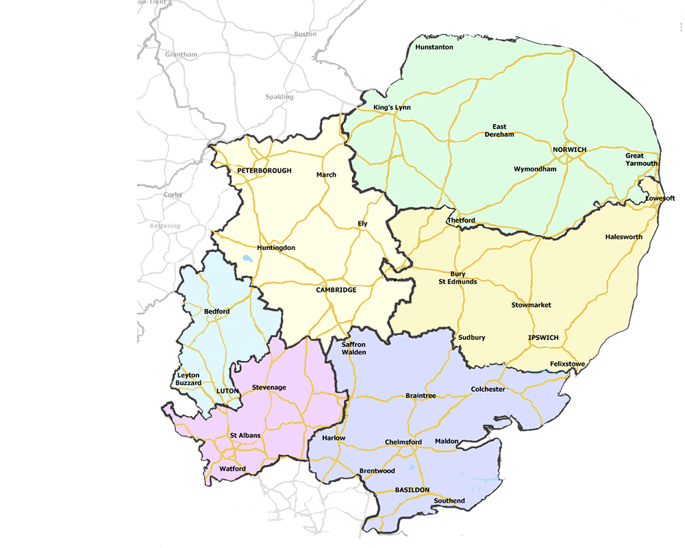 Map Of East England 2021-22 Map Of East Of England Training Practices | East Of England