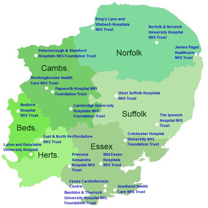 Hospitals in the deanery and training opportunities East